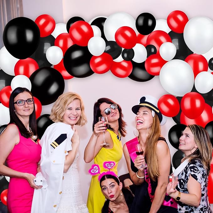 TecUnite 100 Pcs Red Black White Latex Balloons 13 Inch Colorful Round Balloons for Wedding Birthday Festival Racing Car Poker Card Party Decoration