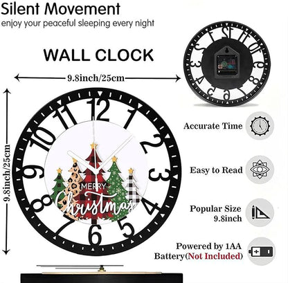Wall Clock 10 Inch Silent Non-Ticking Modern Clocks Battery Operated - Analog Small Classic for Office, Home, Living Room,Bathroom, Kitchen, Bedroom, School,Snowman Clock