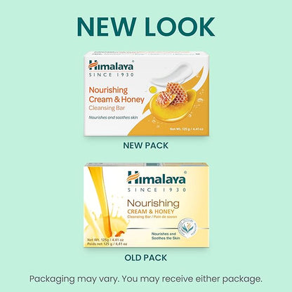 Himalaya Nourishing Cream & Honey Cleansing Bar, Face and Body Soap for Soft Skin, 4.41 oz, 6 Pack