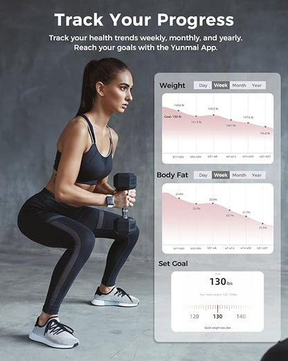 Yunmai Smart Scale for Body Weight, Digital Bathroom Scale with BMI, Body Fat, Muscle Mass, Bluetooth Body Fat Scale, 13 Body Composition Scale Apple Health Compatible, Rechargeable 400lb