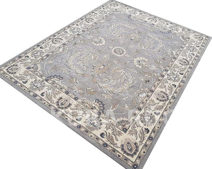 Turkish Oushak – Classic Handcrafted Carpet with Vintage Pattern, Ideal for Bedroom, Living Room & Elegant Décor(Grey, 7' x 7' Square)