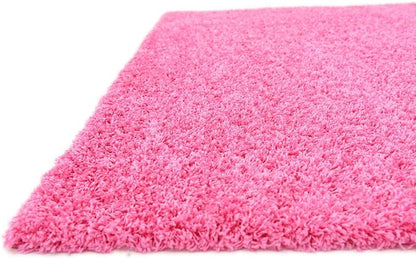 Unique Loom Solid Shag Collection Area Rug (8' Square, Taffy Pink)