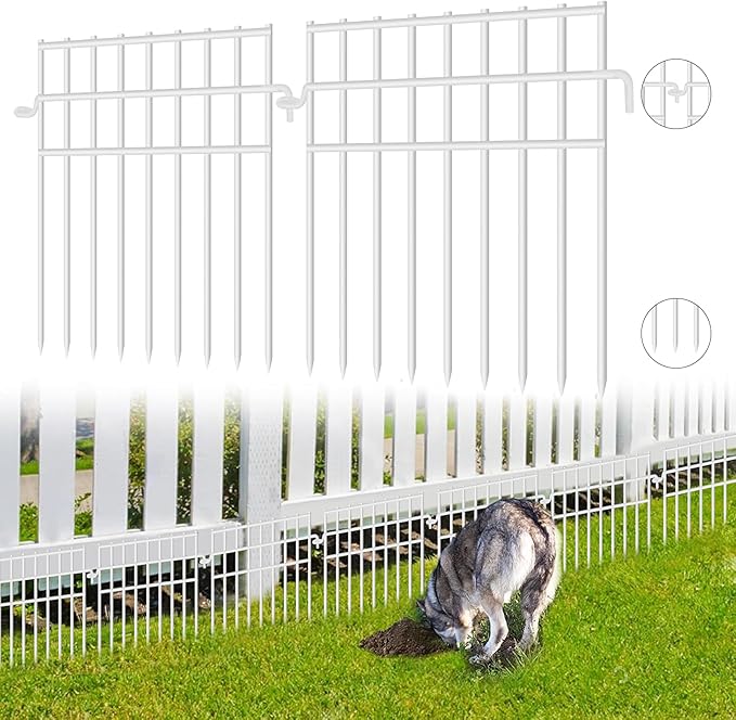 28 Pack Animal Barrier Fence, 13in x28.5ft Fence Barrier for Bottom, 1.2in Gap Dog/Rabbit Fencing, Rustproof Metal Border, White