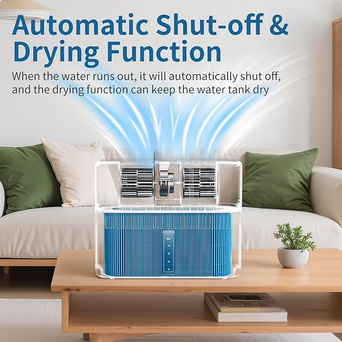 Smart Evaporative Humidifiers for Bedroom, Living Room, Nursery, Large Room up to 550 ft², 5L Tank, 48H Runtime, Mist-free Top Fill Humidifier for Baby, Plants, Easy to Clean