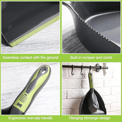 Zopeal 4 Set Dust Pan and Brush Set, Small Dustpan with Broom, Handheld Angle Broom and Dustpan Set for Home Room Kitchen Car Office Lobby Indoor Floor Cleaning