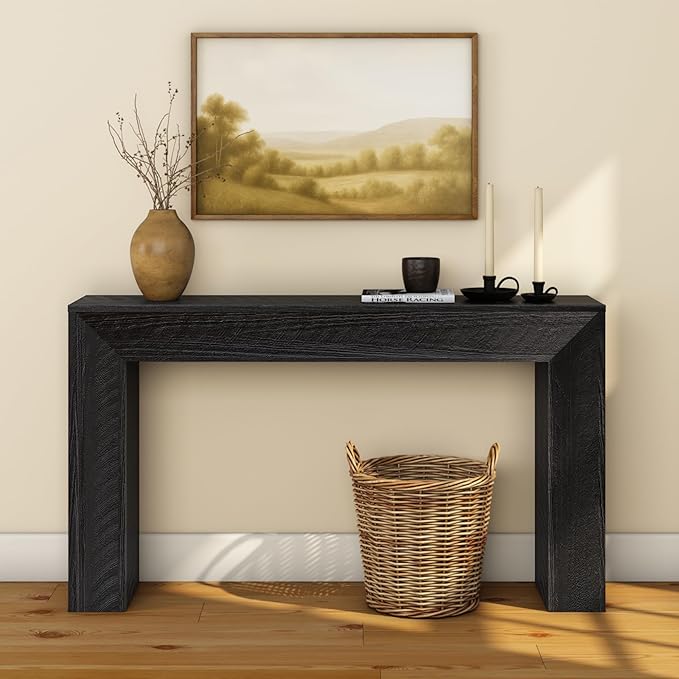 Plank+Beam 56 Inch Camden, Farmhouse Console Table - Solid Pine Wood, Easy Assembly for Living Room or Entryway, Rustic Char