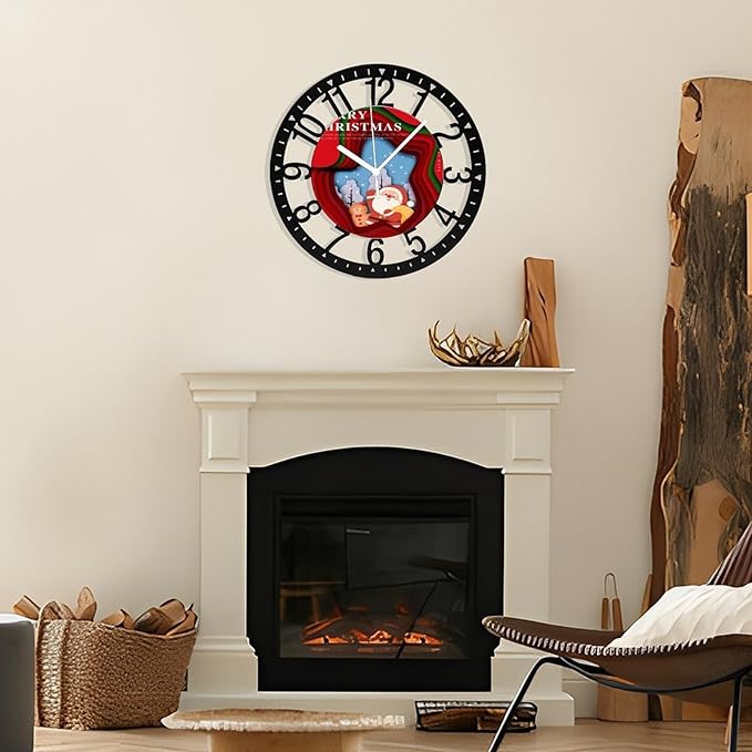 Wall Clock 10 Inch Silent Non-Ticking Modern Clocks Battery Operated - Analog Small Classic for Office, Home, Living Room,Bathroom, Kitchen, Bedroom, School,Snowman Clock