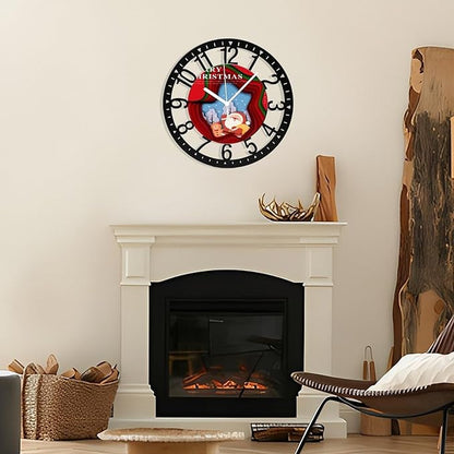 Wall Clock 10 Inch Silent Non-Ticking Modern Clocks Battery Operated - Analog Small Classic for Office, Home, Living Room,Bathroom, Kitchen, Bedroom, School,Snowman Clock