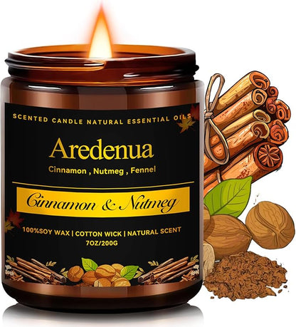 Winter Spice Candles - Cinnamon & Nutmeg Candle | Thanksgiving Winter Scented Candles - 7oz Holiday Soy Candle for Home Scented with Warm Spiced Aroma | Christmas Holiday Gifts for Women Men