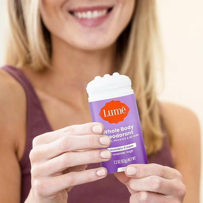 Lume Deodorant Cream Stick - Underarms and Private Parts - Aluminum-Free, Baking Soda-Free, Hypoallergenic, and Safe For Sensitive Skin - 2.2 Ounce (Pack of 2) (Lavender Sage)