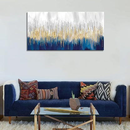 XXMWallArt FC3162 Abstract Wall Art Gold and Blue Canvas painting Artwork Painting Print for Living Room Bedroom Kitchen Home and Office Wall Decor
