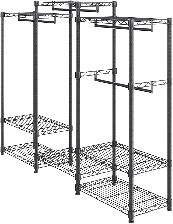 VEVOR Clothing Garment Rack, Heavy Duty Closet Wardrobe, Adjustable Tiers Clothes Racks with Steel Frame, for Bedroom, Clothing Store, Hallway