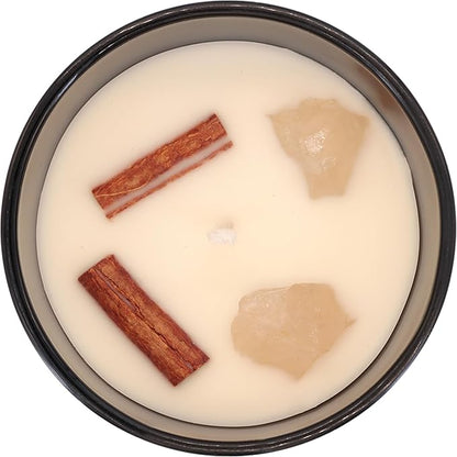 Create Aromatherapy Candle – Vanilla & Coconut Scent with Cinnamon and Rose Quartz Crystals – Hand-Poured Soy Candle for Inspiration, Creativity & Manifestation by Manifest Apothecary- Blue (Create)