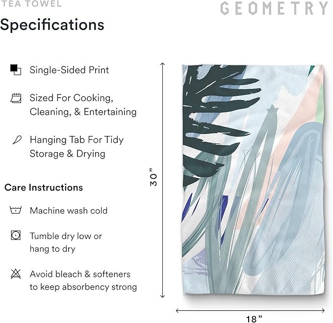 GEOMETRY Kitchen Tea Towels - Quick Dry Microfiber Dish Towels for Kitchen Create, 18" x 30" 1 Pack