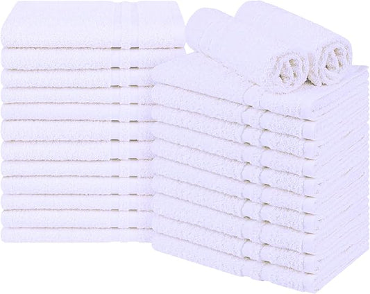Premium 100% Cotton Hand Towels Set of 24 – Quick-Dry, Lightweight, Not Bleach Proof, Absorbent, Bathroom, Salon, Spa & Gym Towels – 16x27 Inch