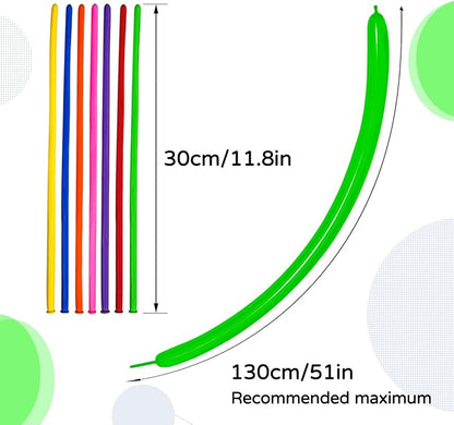 KAWKALSH 260 Long Balloons for Balloon Garland Thickening Skinny Latex Twisting Animals Modeling Christmas Birthday Wedding Party Festival Decorations 100pcs