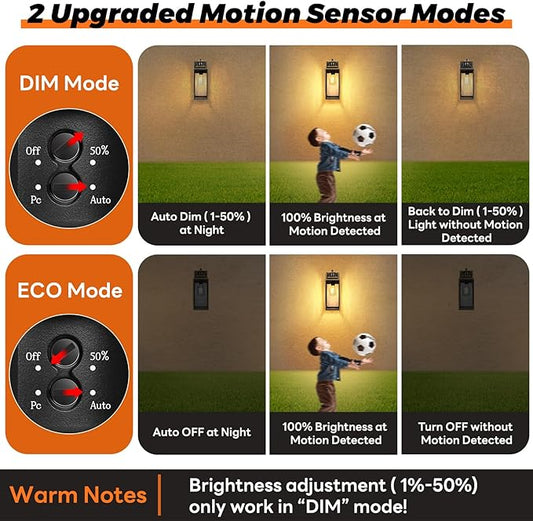 13.6" Motion Sensor Outdoor Wall Sconce Lantern, Exterior Waterproof Wall Lights Fixture with Water-Rippled Glass, Bronze Outside Mount Lighting for House, Porch, Garage, Patio, Bulbs Not Included