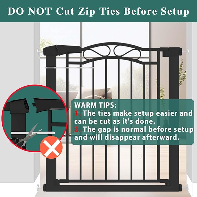 Fairy Baby 59.9"-62.5" Extra Wide Baby Gate with Door, 60 61 62 Inches Walk THR Baby Gates for Stairs Pressure Mounted no Drill, Indoor Tension Metal Child Pet Dog Safety Gate for Kids, Black
