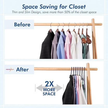 HOUSE DAY Blue Plastic Hangers 60 Pack, Clothes Hangers with Non Slip Hooks, Durable & Space Saving Coat Hanger, Light-Weight Clothing Hangers, Perfect Closet Organizer for Everyday Use