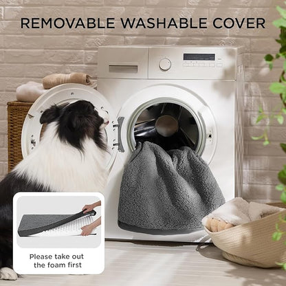 Bedsure Large Dog Bed for Crate - Orthopedic Flat Pet Beds with Removable Washable Cover, Egg Crate Foam Crate Mat, Suitable for Pet Up to 50 lbs