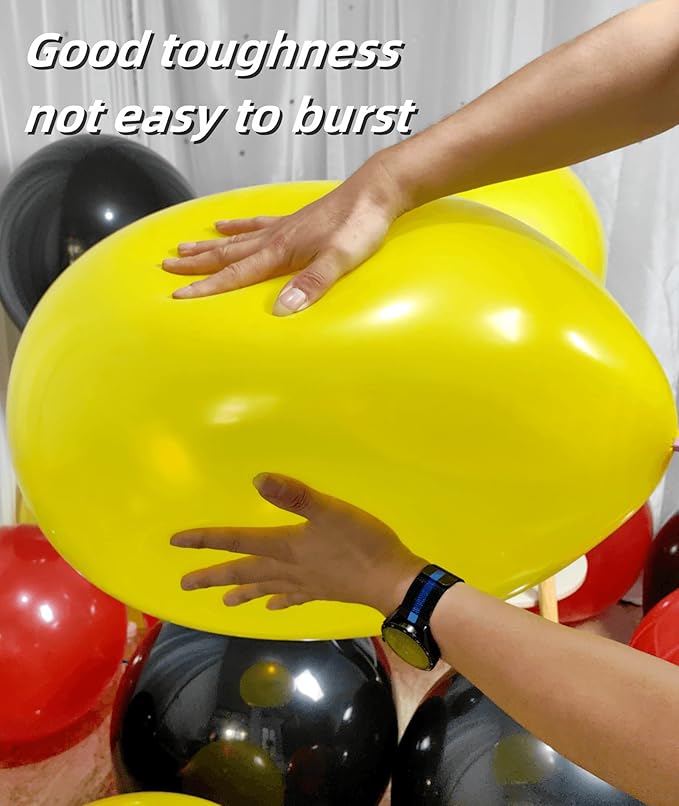 90 Pack red Yellow Black Balloons 100 of each of the 3 colors 18 inch Large Red Yellow Black Latex Party Balloon Bulk for Various Party Events Decorations