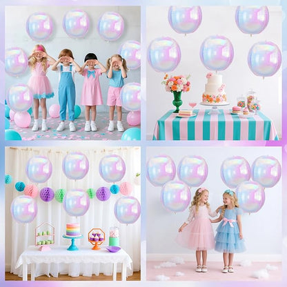 Iridescent Balloons 9 pcs,Iridescent Birthday Decorations Giant 4D Round Balloons 22 Inch for Wedding Baby Shower Holographic Party Decor