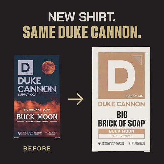 Duke Cannon Supply Co. Extra Large Bar Soap - Men's Natural Soap with Masculine Scents - Lime + Vetiver - Made in the USA with Domestic & Globally Sourced Materials - All Skin Types - Buck Moon,10 oz