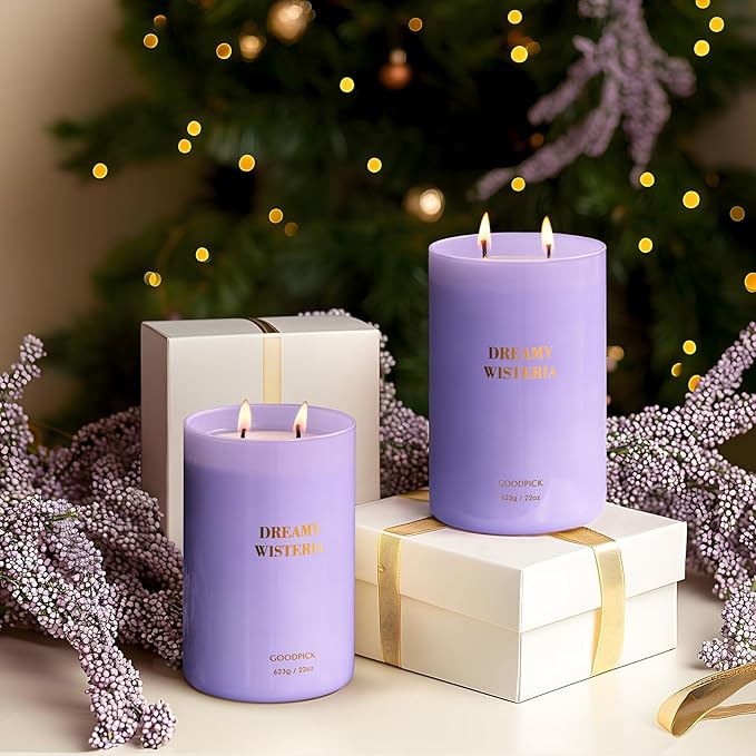 Goodpick Scented Candles, Wisteria Lavender Gifts for Women, Soy Candles for Home Scented, 22oz Long-Lasting Highly Scented