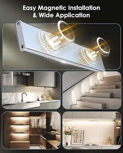 5 Pack Under Cabinet Lights, Rechargeable Under Cabinet Lighting Wireless, Motion Sensor Light Indoor LED Closet Lights Upgraded 2200mAh, Magnetic Under-Counter Light Fixtures for Kitchen Home, 10in