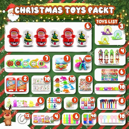 BicMan 801PCS Christmas Party Favors for Kids – Treasure Box Prizes, Pop Fidget Keychains, Goodie Bag Stuffers, Classroom Rewards, Xmas Stickers & Holiday Party Gifts Bulk Pack
