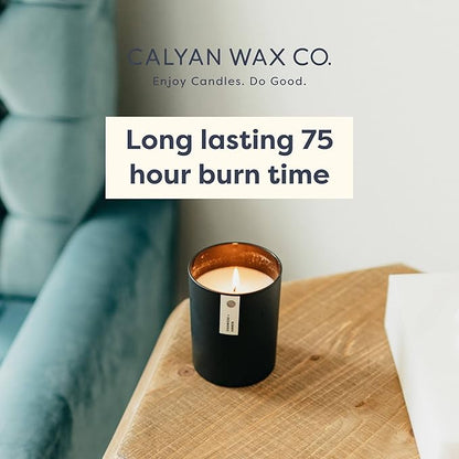 Calyan Wax Co. Home & Holiday Scented Candle - 75 Hour Burn - Luxury Non Toxic Soy Wax Candles - Long Lasting Black Tumbler Jar Candle for Home - 10.2oz