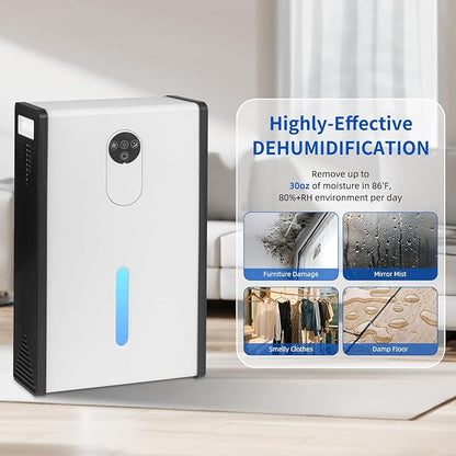 Dehumidifier for 1076 sq.ft,Quiet Portable Moisture Absorber with Auto Shut Off, Auto Defrost,72 OZ Water Tank,Drain Hose,7 Color LED Light,Sleep Mode for Basement Home Bedroom Bathroom RV