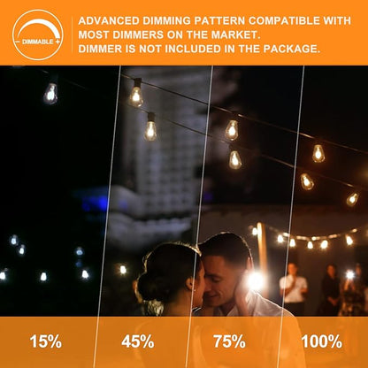 Achin Outdoor String Lights 200FT Vintage Edison String Lights with 104 Shatterproof ST38 Bulbs LED Dimmable Warm 2200K Plastic Patio Lights Outdoor Waterproof for Yard Gazebo Market Bistro Lights
