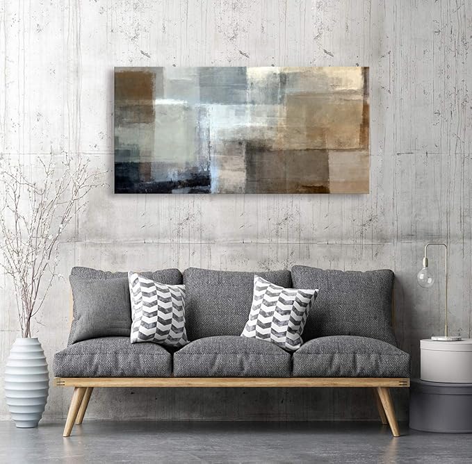 Baisuart Canvas Prints Abstract Wall Art Print Paintings Grey and Brown Stretched Canvas Wooden Framed for living Room Bedroom and Office Home Decor Artwork 20x40inch