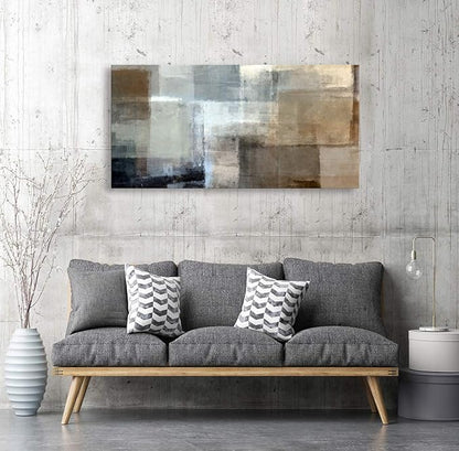 Baisuart Canvas Prints Abstract Wall Art Print Paintings Grey and Brown Stretched Canvas Wooden Framed for living Room Bedroom and Office Home Decor Artwork 20x40inch