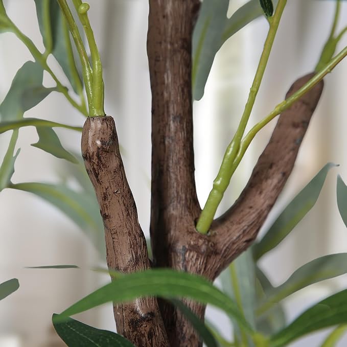 4FT Artificial Olive Tree, Faux Olive Trees 48in Outdoor Fake Potted Silk Plant with Trunk and Realistic 436 Leaves and 16 Fruits for Modern Office Home Decor Indoor 2Pack