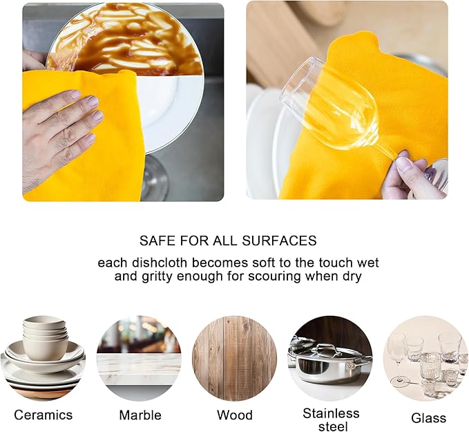 kimteny 13x28 Inches Kitchen Cloth Dish Towels, 400 GSM Premium Dishcloths, Super Absorbent Coral Velvet Microfiber Cleaning Cloths, Fast Drying Rags for Washing Dishes (12 Pack, Orange)