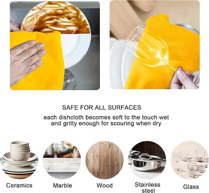 kimteny 13x28 Inches Kitchen Cloth Dish Towels, 400 GSM Premium Dishcloths, Super Absorbent Coral Velvet Microfiber Cleaning Cloths, Fast Drying Rags for Washing Dishes (12 Pack, Orange)
