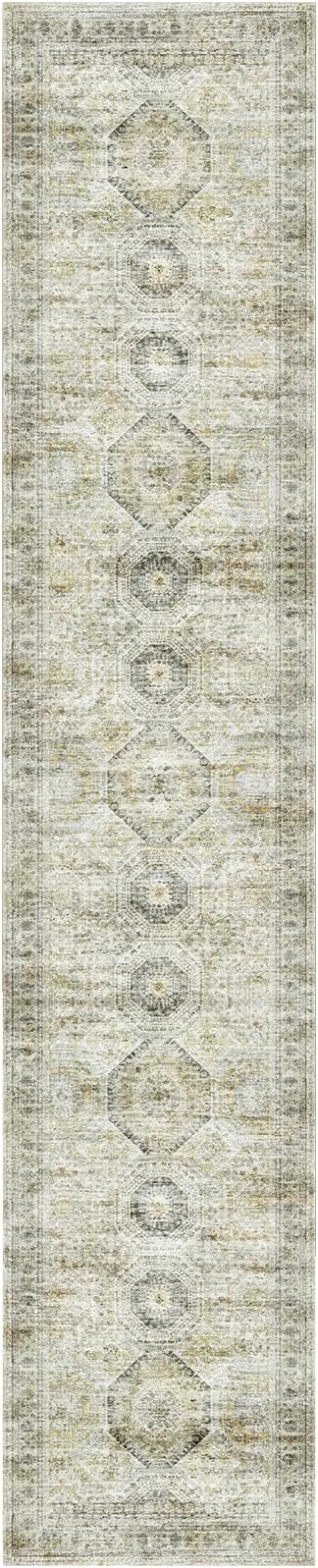 Long Bathroom Rugs Runner - Washable Runner Rugs for Hallway 2x10, Ultra-Thin Soft Kitchen Carpet Runner, Anti Slip Backing Runner Rugs for Entrance, Bedroom, Living Room(2'x10', Grey/Yellow)