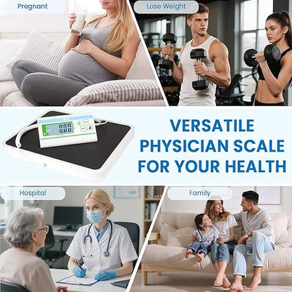 Medical Grade Floor Scale Professional Physician Scale 660lb Wrestling Scale for Body Weight Bariatric Scale Heavy Duty Easy to Read Separate Display Screen for Home, Hospital & Physician Use