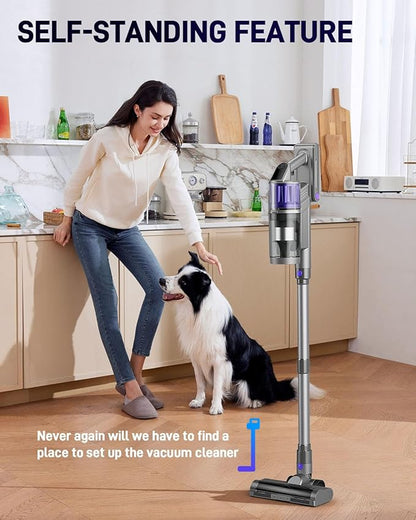 Cordless Vacuum Cleaner, Vacuum Cleaners for Home, 45KPA 550W Stick Handheld Portable 60 Mins Runtime Rechargeable Battery Pet Hair Hardwood Floor Vac, Household Lightweight Hand Vac, V10 Purple