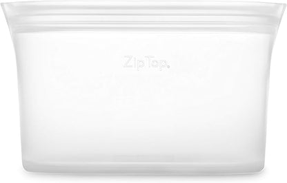 Zip Top Reusable Food Storage Bags | Large Dish [Frost] | Silicone Meal Prep Container | Microwave, Dishwasher and Freezer Safe | Made in the USA