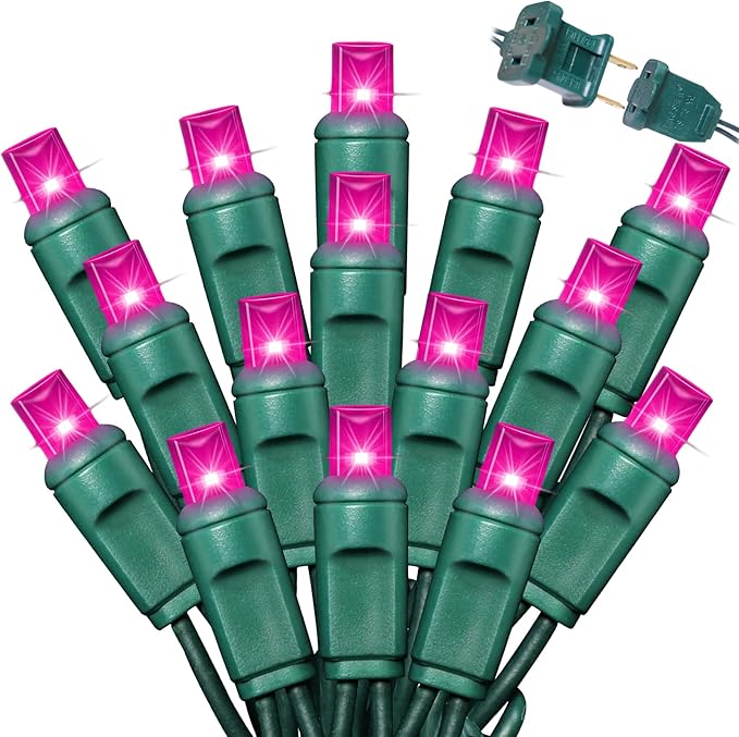 Pink Christmas String Lights, 50 LED 25 Feet Mini Valentine's Light,Waterproof Pink Lights for Indoor Valentine's Day Garland Wedding Party Festival Xmas Tree Decoration,Commercial Grade