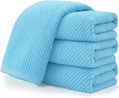 VOOVA & MOVAS Hand Towels for Bathroom Set of 4，Large 18"x 28" - 100% Cotton | Lightweight | Thick | Quick Dry | Soft | Absorbent, Bath Hand Towels, Bathroom Essentials, Blue