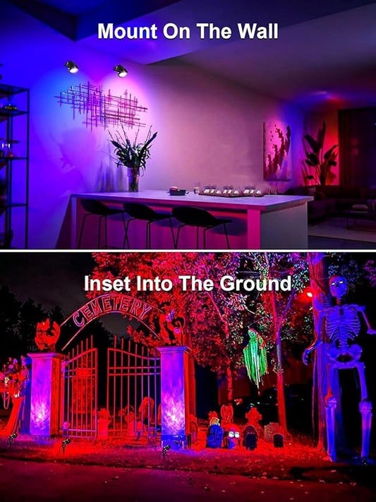 ZUCKEO 10W RGB Color Changing Landscape Lights, Outdoor Waterproof LED Spotlights with Remote & Plug for Garden, Yard, Patio, Driveway, Birthday & Holidays Decoration