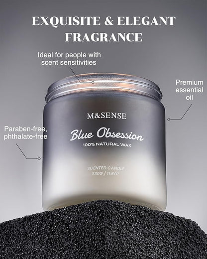 M&SENSE Amber Lavender Scented Candle for Men, 11.6oz 2 Wick Large Natural Soy Wax 70 Hours Highly Scented Home Fragrance