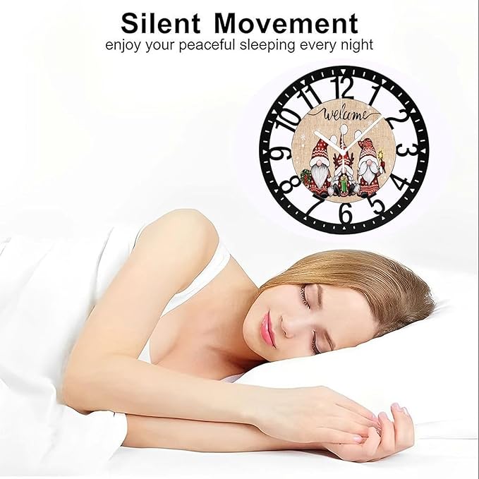 Wall Clock 10 Inch Silent Non-Ticking Modern Clocks Battery Operated - Analog Small Classic for Office, Home, Living Room,Bathroom, Kitchen, Bedroom, School,Snowman Clock