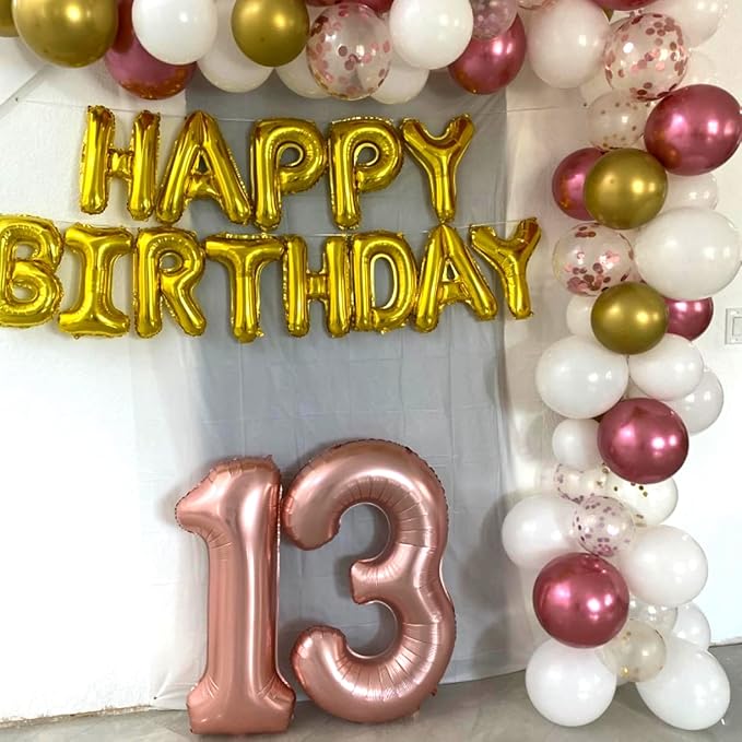 Rose Gold Number 3 Balloon for Girls, 40 Inch Large Number 0-9 Foil Mylar Helium Digital Balloons Set for Women Birthday Graduation Anniversary New Year Wedding Party Decorations Celebration Supplies