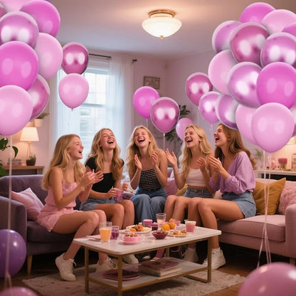 KAWKALSH Pink Balloons Metallic, 60Pcs 12Inch Hot Pink Latex Balloon and Dark Magenta Balloons for Birthday Baby Shower Princess Party Decorations