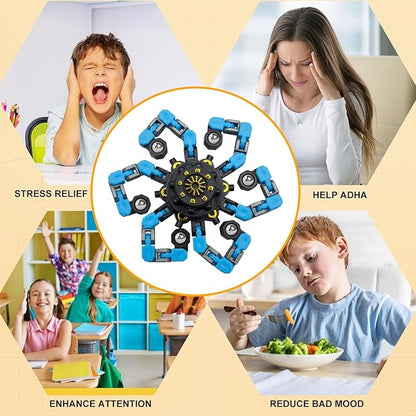 48PC Transformable Fidget Spinner for Kids,Deformable Chain DIY Robot Spinner Sensory Toy, Stress Relief Fingertip Gyros Fidget Toys Birthday Party Favors for Kids Gifts